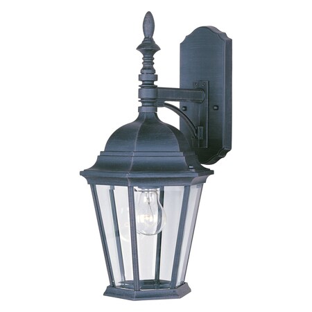Maxim One Light Black Clear Glass Wall Lantern 1004BK
